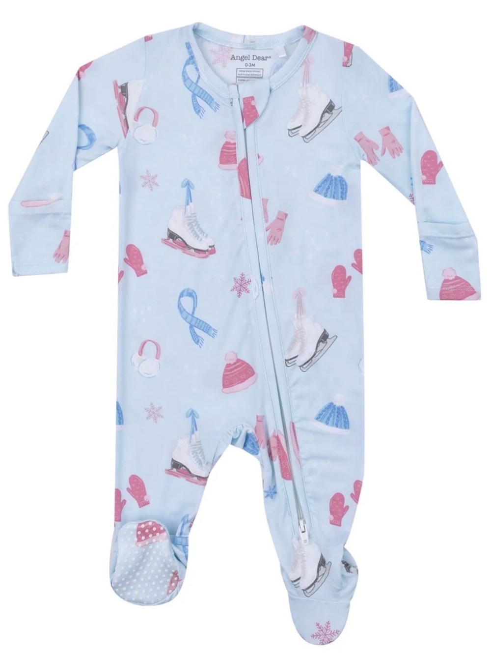 Angel Dear Light Blue Ice Skate Print 2-Way Zipper PJ (0-3 months)